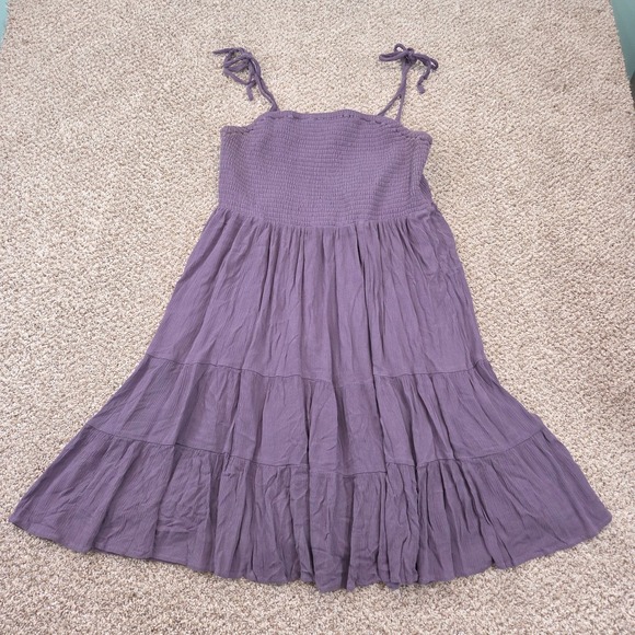torrid Dresses & Skirts - Torrid Womens Babydoll Dress 1X Purple Bow Tiered Smocked Peasant Coquette